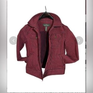Lauren Ralph Lauren Red & Blue Striped Fall Denim Jacket - L